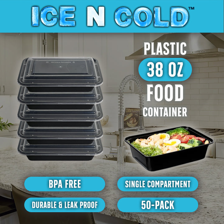 Take Out Containers with Lid - Rectangle - 38oz (50-Pack)