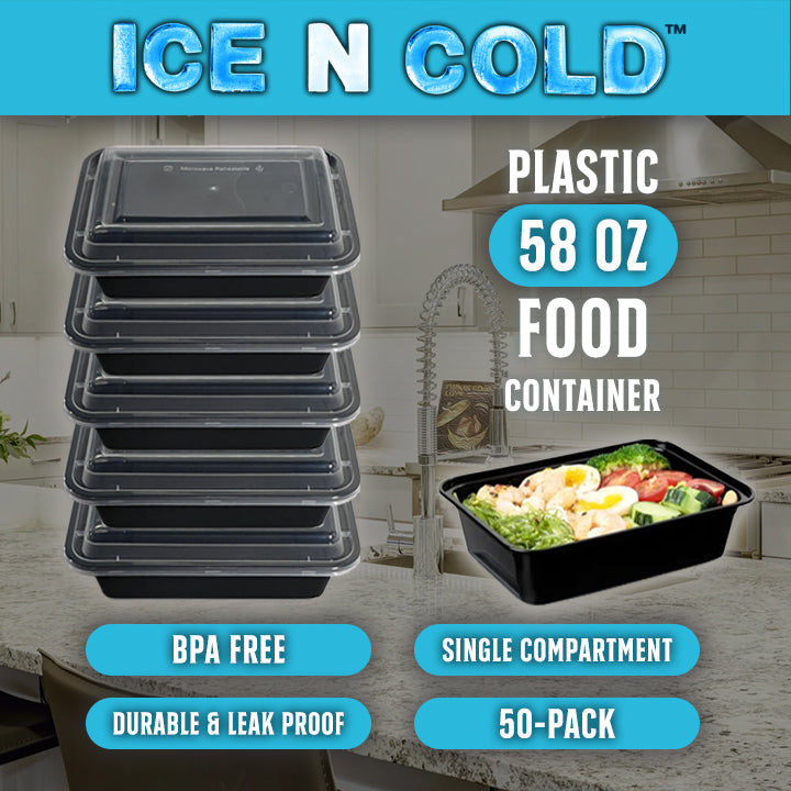 Take Out Containers with Lid - Rectangle - 58oz (50-Pack)