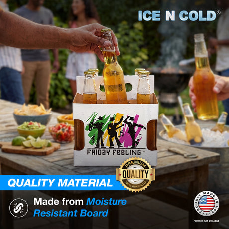 6pk Friday Feeling Cardboard Carrier (Friday Feeling Die-Cut) 12oz Bottles & Cans | Made In USA ICE N COLD®