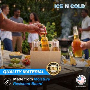 6pk Kraft Cardboard Bottle Holder (Kraft Brown) 12oz Bottles & Cans | Made In USA ICE N COLD®