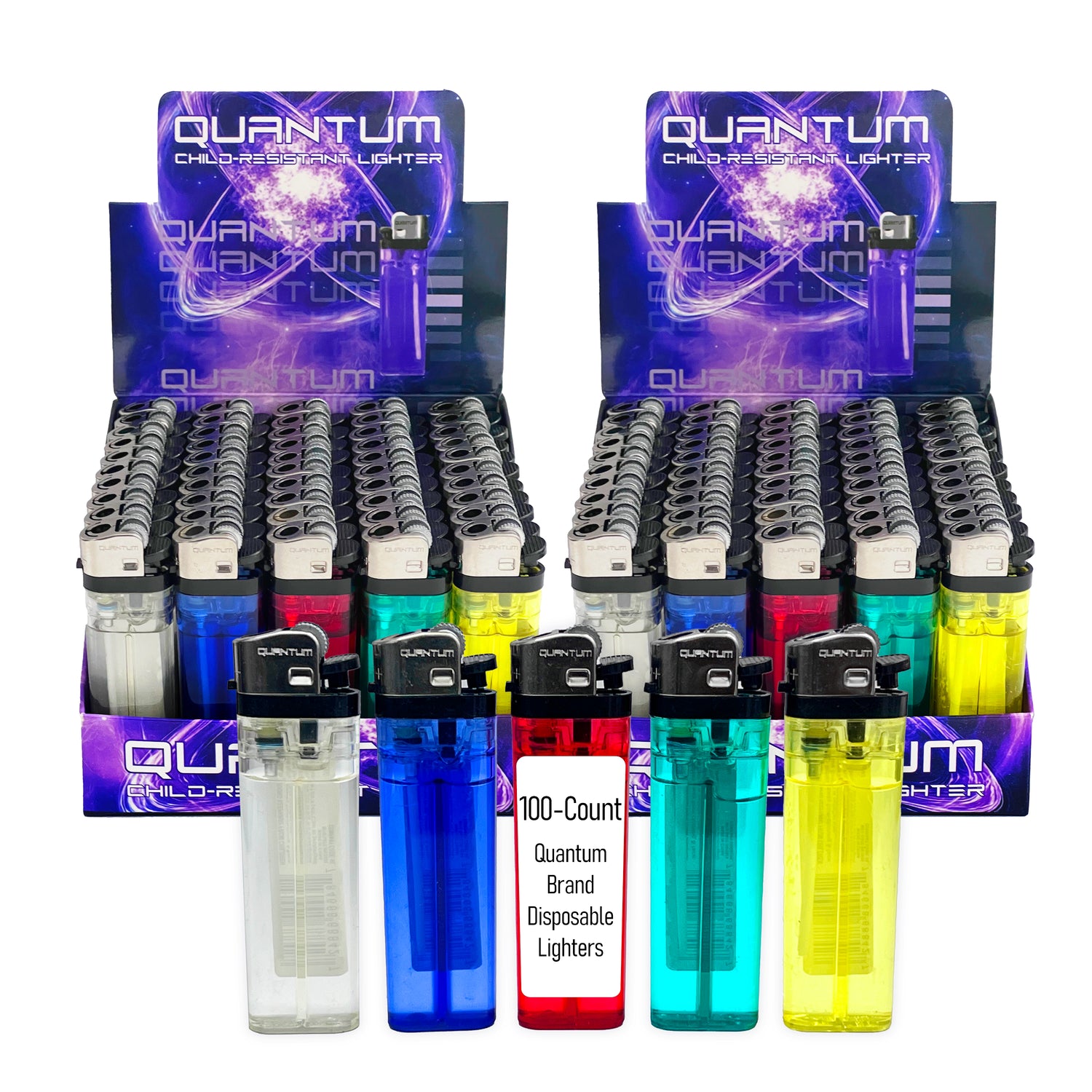Quantum® Clear Lighters | 50ct | Bonus Free 5-Pack lighters Included with Every 50pk Purchase.