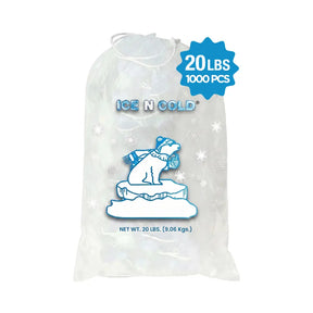 20lb Ice Bags with Cotton String 50 Micron Commercial & Food Grade LDPE, BPA-Free, Freezer Safe Plastic, 15" x 22" Bolsas Hielo, Bolsas Para Hielo, Ice Cube Machine Storage Bag (20 lb) ICE N COLD®