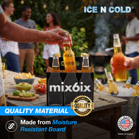 6pk X-Ray Cardboard Bottle Holder (Black X-Ray Mix6ix) 12oz Bottles & Cans | Made In USA ICE N COLD®