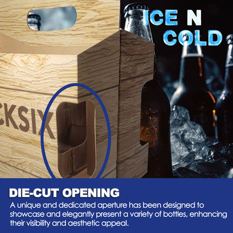 6pk Cardboard Carrier (Die-Cut Crate Design) | Holds 6pk 12oz Bottles