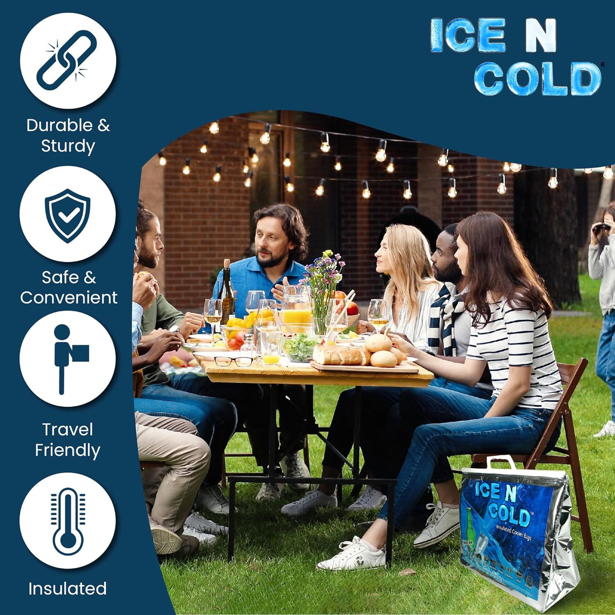 ICE N COLD®  XL Insulated Cooler Bags - Thermal Bags holds up to 45 lbs - Available in multiple quantities