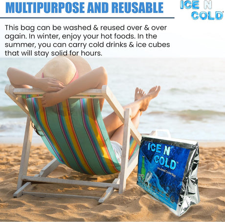ICE N COLD®  XL Insulated Cooler Bags - Thermal Bags holds up to 45 lbs - Available in multiple quantities