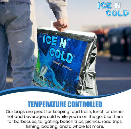 ICE N COLD®  XL Insulated Cooler Bags - Thermal Bags holds up to 45 lbs - Available in multiple quantities