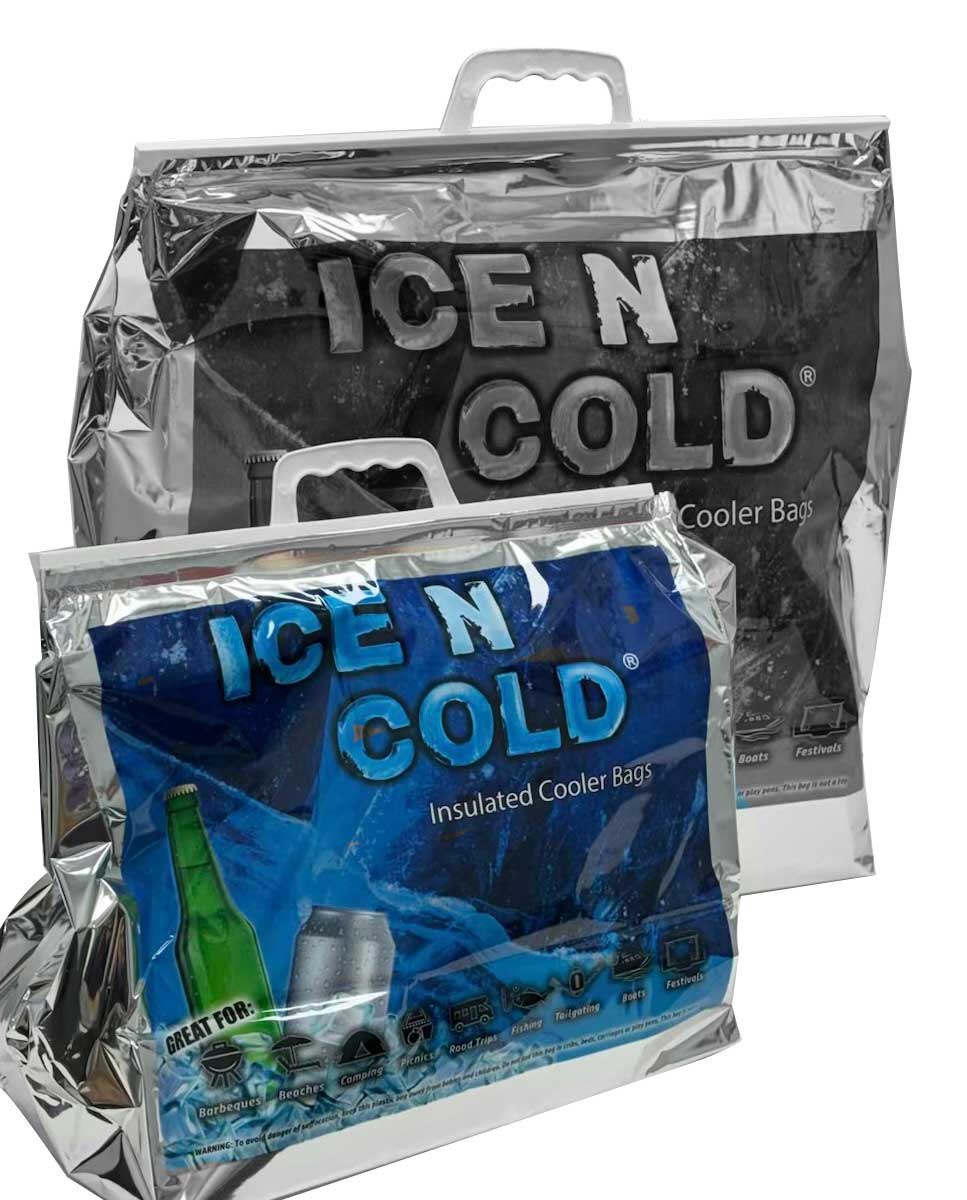 ICE N COLD Large Insulated Cooler Bags - Thermal Bags holds up to 35 lbs - Available in multiple quantities