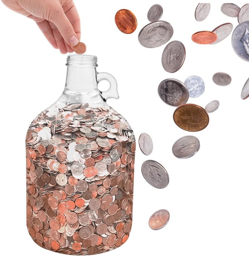 Oversized XL Glass Swear Jar with Lid, 5.2 Liter Money Saving Bank for Adults, Coin Collection Container (X-Large)