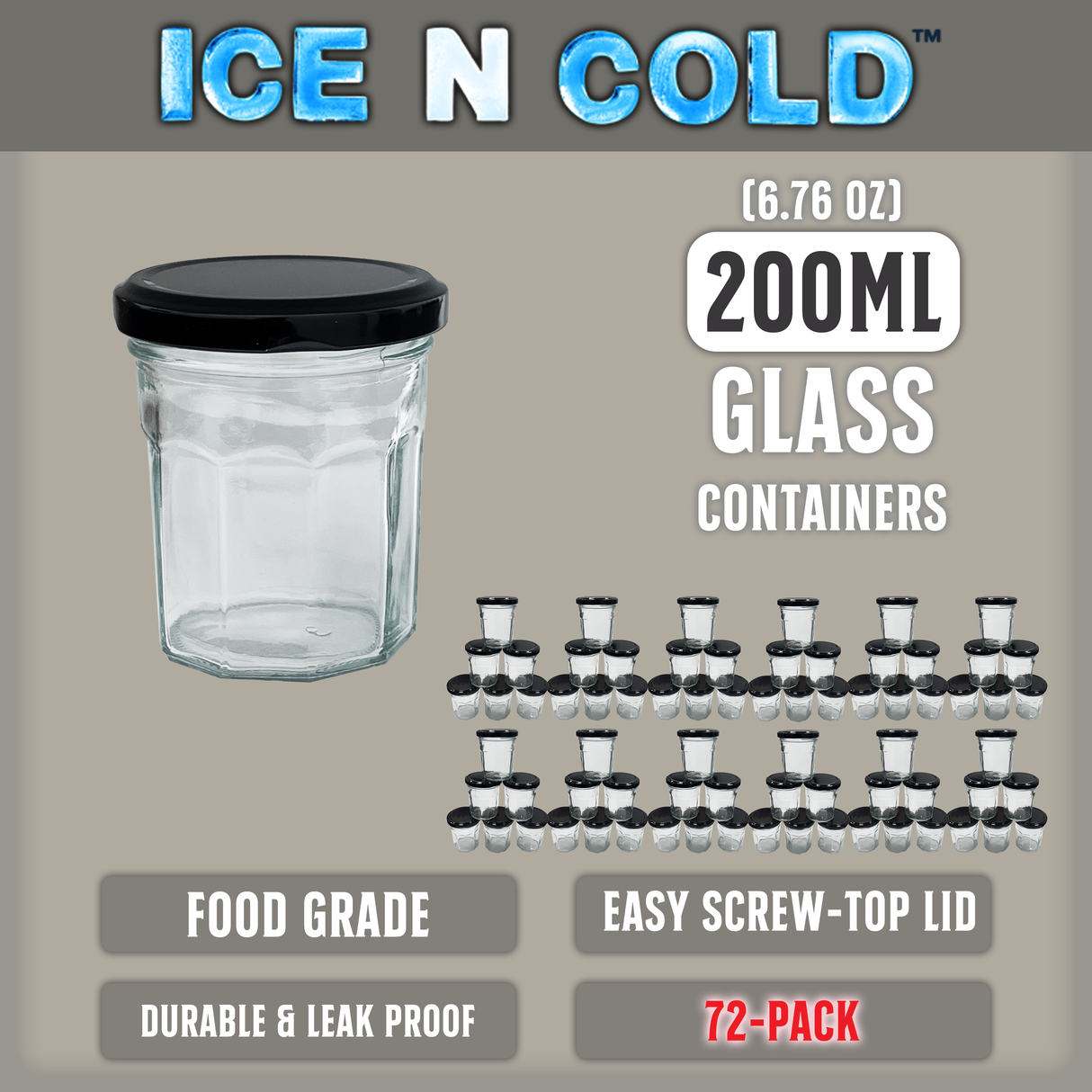 Multi-Use Glass Jars with Leakproof Clear Lid, Reusable & Eco-Friendly – Ideal for Jams, Sauces, Spices; Lead -Free and BPA-Free Glass Bottle