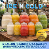 Aguas Frescas 5 Gallon Glass Juice Jug Container with Lid (19 Liters, 642 oz)