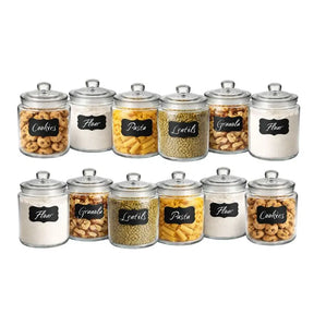 Glass Jar with Airtight Lid - Chalkboard Label & Chalk - Large Clear Kitchen Counter Jar for Cookies, Candy, Snacks, Dog Treats, Flour & Sugar Storage ICE N COLD®