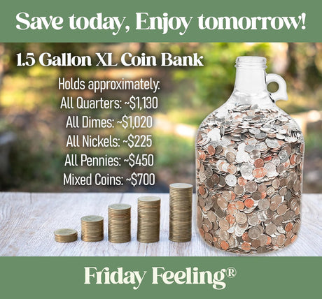 Oversized XL Glass Swear Jar with Lid, 5.2 Liter Money Saving Bank for Adults, Coin Collection Container (X-Large)