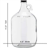 1 Gallon (128oz) Glass Fermenting Jug with Handle, Black Polyseal Lid & Cap