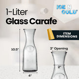 1-Liter Glass Carafe (33.8 oz / ~0.26 Gal) – Wide Mouth Water, Juice, Wine and Drink Jug, Clear Durable Glass