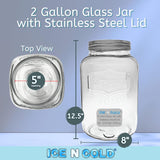 Large Glass Jar in 8 liter and 4 liter- Clear Wide Mouth Container for Storage, Kitchen, Pantry, and Laundry