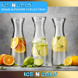 1-Liter Glass Carafe (33.8 oz / ~0.26 Gal) – Wide Mouth Water, Juice, Wine and Drink Jug, Clear Durable Glass