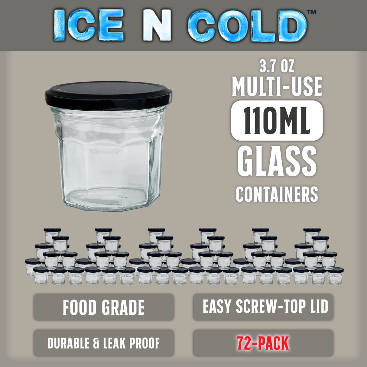 Multi-Use Glass Jars with Leakproof Clear Lid, Reusable & Eco-Friendly – Ideal for Jams, Sauces, Spices; Lead -Free and BPA-Free Glass Bottle