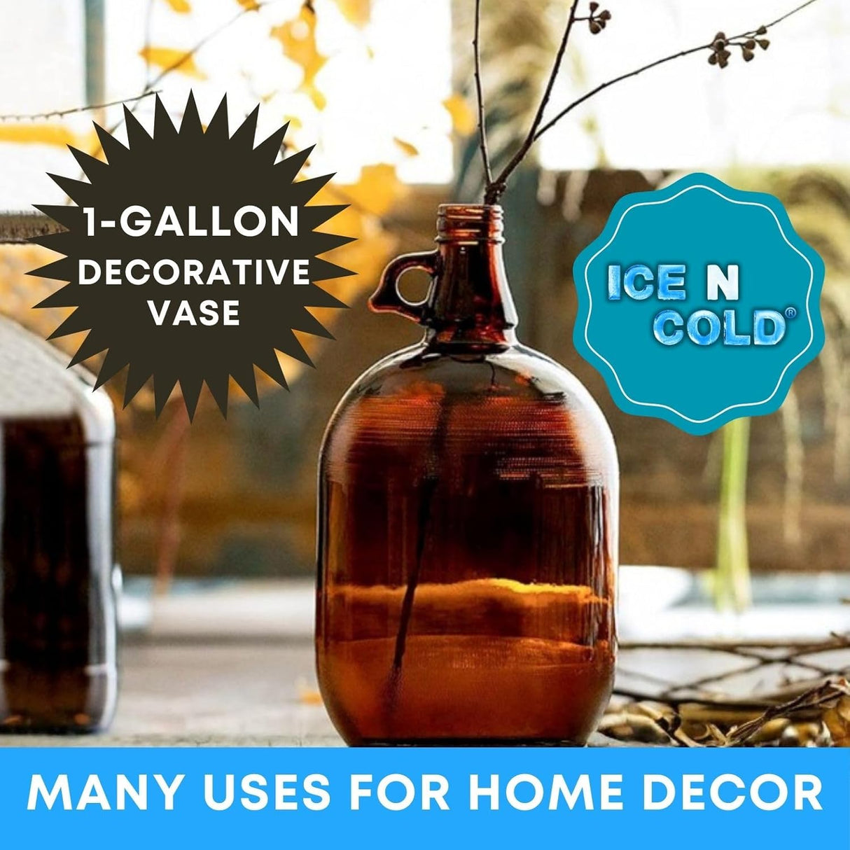 1 Gallon (128oz) Amber Glass Jug With 38mm Cap