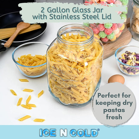 Large Glass Jar in 8 liter and 4 liter- Clear Wide Mouth Container for Storage, Kitchen, Pantry, and Laundry