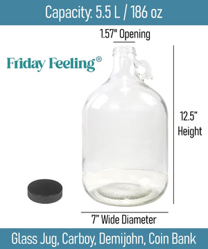 Oversized XL Glass Swear Jar with Lid, 5.2 Liter Money Saving Bank for Adults, Coin Collection Container (X-Large)