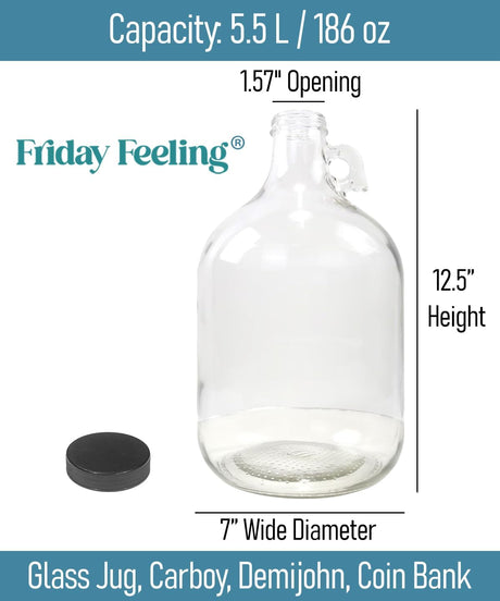 Oversized XL Glass Swear Jar with Lid, 5.2 Liter Money Saving Bank for Adults, Coin Collection Container (X-Large)