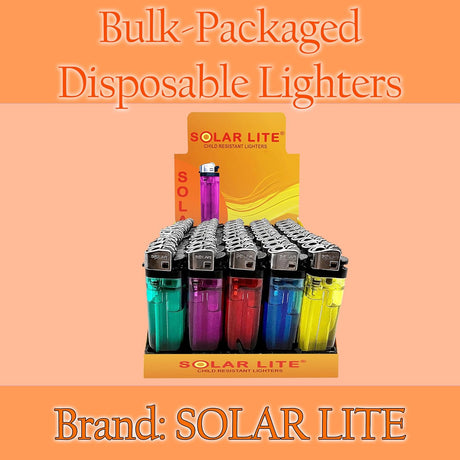 Solar Lite® Clear Lighters | 100ct | Bonus Free 5-Pack lighters Included with Every 100pk Purchase.