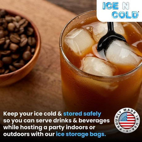ICE N COLD® 10lb Ice Bags with Drawstring Closure | 41 mic Thickness | Portable Storage and Freezer Keeper