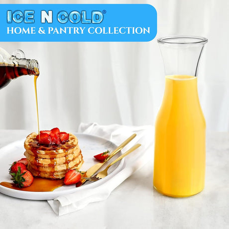 1-Liter Glass Carafe (33.8 oz / ~0.26 Gal) – Wide Mouth Water, Juice, Wine and Drink Jug, Clear Durable Glass