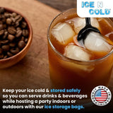 ICE N COLD® 8lb Ice Bags with Drawstring Closure | 37 mic Thickness | Portable Storage and Freezer Keeper