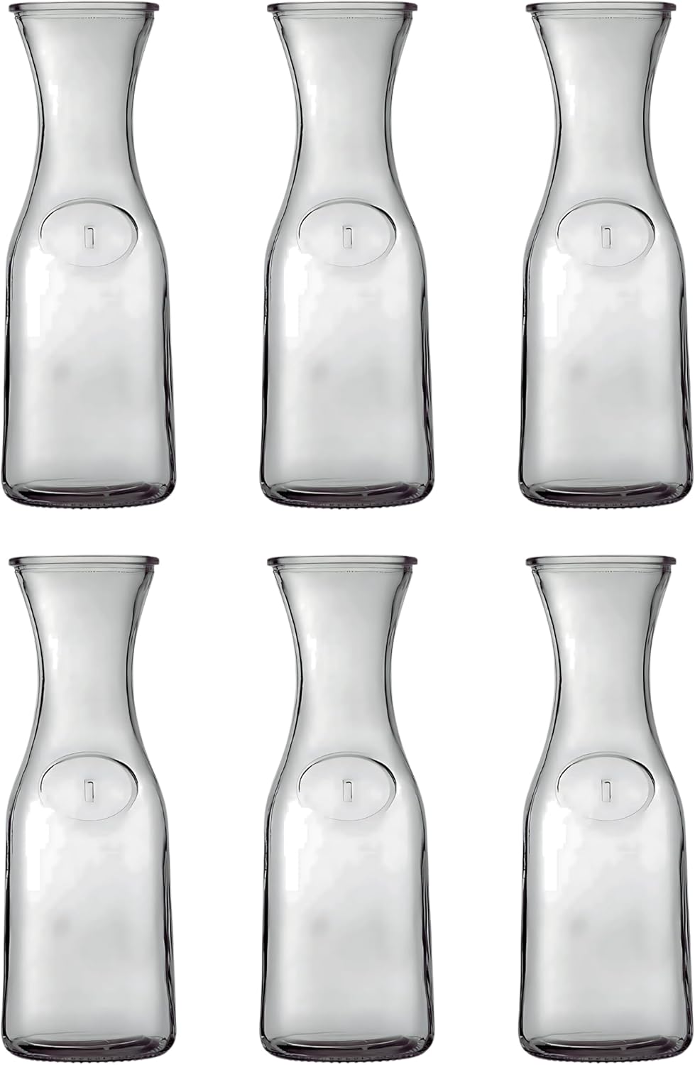 1-Liter Glass Carafe (33.8 oz / ~0.26 Gal) – Wide Mouth Water, Juice, Wine and Drink Jug, Clear Durable Glass