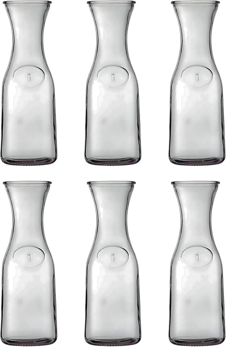 1-Liter Glass Carafe (33.8 oz / ~0.26 Gal) – Wide Mouth Water, Juice, Wine and Drink Jug, Clear Durable Glass
