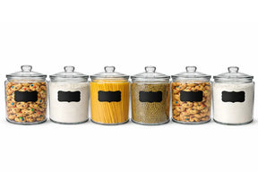 Glass Jar with Airtight Lid - Chalkboard Label & Chalk - Large Clear Kitchen Counter Jar for Cookies, Candy, Snacks, Dog Treats, Flour & Sugar Storage ICE N COLD®