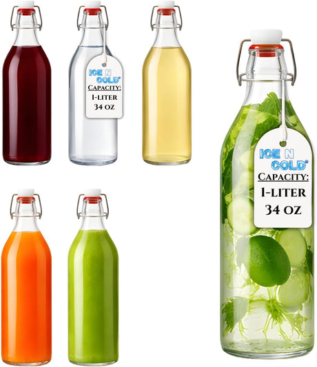 Glass Swing Top Bottles | Perfect for Limoncello, Syrups, Oils, Vinegar, Beverages | Airtight Reusable Glass Bottles | Available Various Sizes