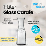 1-Liter Glass Carafe (33.8 oz / ~0.26 Gal) – Wide Mouth Water, Juice, Wine and Drink Jug, Clear Durable Glass
