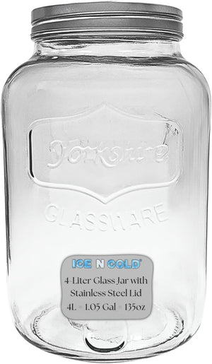 Large Glass Jar in 8 liter and 4 liter- Clear Wide Mouth Container for Storage, Kitchen, Pantry, and Laundry