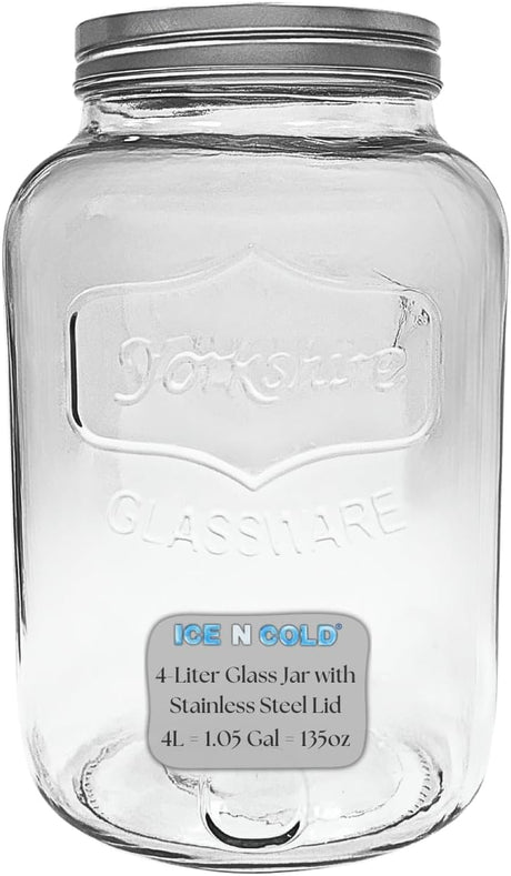 Large Glass Jar in 8 liter and 4 liter- Clear Wide Mouth Container for Storage, Kitchen, Pantry, and Laundry