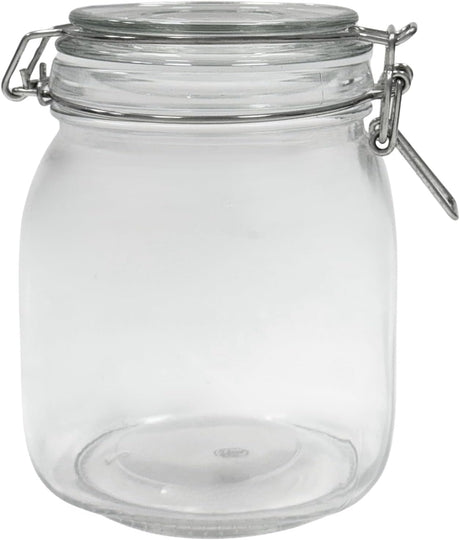 Airtight Glass Storage Jars with Clamp Lid – Food Storage Containers with Rubber Gasket Seal – Pantry & Kitchen Canisters for Dry Goods, Coffee, Sugar, Pasta – 0.4L to 4L Sizes