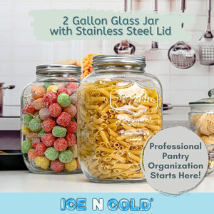 Large Glass Jar in 8 liter and 4 liter- Clear Wide Mouth Container for Storage, Kitchen, Pantry, and Laundry