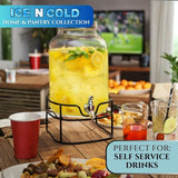 5 Liter Glass Beverage Dispenser with Black Metal Stand (1.4 Gallon) – Glass Drink Dispenser for Aguas Frescas, Lemonade, Iced Tea, Parties & Restaurants