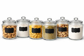 Glass Jar with Airtight Lid - Chalkboard Label & Chalk - Large Clear Kitchen Counter Jar for Cookies, Candy, Snacks, Dog Treats, Flour & Sugar Storage ICE N COLD®