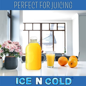 Glass Beverage Jug, 64 oz, Clear, Wide Mouth with Groove Handle and Airtight Lid