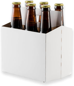 Cardboard Carrier | White Cardboard 12oz Bottle Carrier | 6 Pack