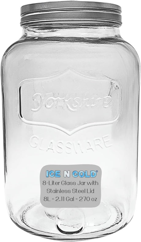 Large Glass Jar in 8 liter and 4 liter- Clear Wide Mouth Container for Storage, Kitchen, Pantry, and Laundry