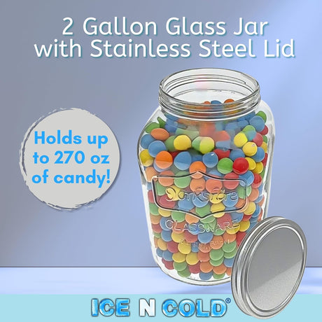 Large Glass Jar in 8 liter and 4 liter- Clear Wide Mouth Container for Storage, Kitchen, Pantry, and Laundry