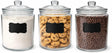 Glass Jar with Airtight Lid - Chalkboard Label & Chalk - Large Clear Kitchen Counter Jar for Cookies, Candy, Snacks, Dog Treats, Flour & Sugar Storage ICE N COLD®