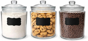 Glass Jar with Airtight Lid - Chalkboard Label & Chalk - Large Clear Kitchen Counter Jar for Cookies, Candy, Snacks, Dog Treats, Flour & Sugar Storage ICE N COLD®