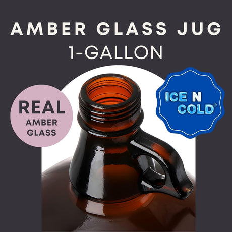 1 Gallon (128oz) Amber Glass Jug With 38mm Cap