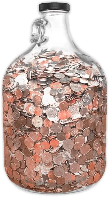 Oversized XL Glass Swear Jar with Lid, 5.2 Liter Money Saving Bank for Adults, Coin Collection Container (X-Large)