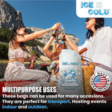 ICE N COLD® 20lb Ice Bags with Drawstring Closure | 50 mic Thickness | Portable Storage and Freezer Keeper